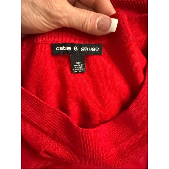 Cable & Gauge Red Pullover Sweater Peplum Sz. S Holidays Christmas - Picture 7 of 8